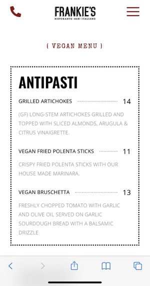 Apps at Frankie's in Lenox