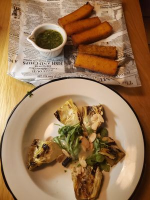 Grilled Artichokes & Fried Polenta at Frankie's in Lenox
