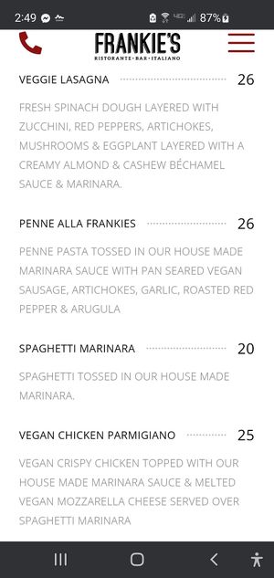 Main Menu 1 at Frankie's in Lenox