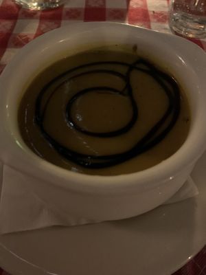 Butternut & Artichoke Bisque with Balsamic drizzle at Frankie's in Lenox