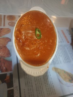 Chickpea curry  it is spicy but you can ask them to lower the heat level very unique flavor to this place almost more garam masala and christmas vibes with sweet elements 6/10 at First Nepal in Gwangju