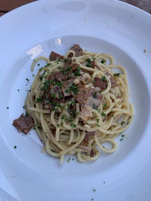Vegan carbonara  at Casati's in Chicago