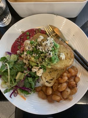 Smash avo & sweet pea  at Peacock & Peony in Mitchelton