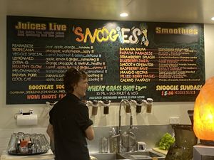 Great lineup of smoothie and juice ingredients  at Snoogies Health Bar in Cairns