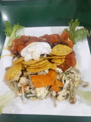 Nachos and tofu kefir curry  at Snoogies Health Bar in Cairns
