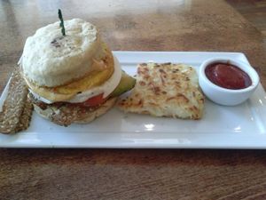 breakfast sammie at Real Food Daily in Santa Monica