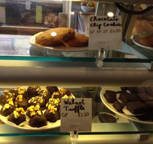 dessert case at Real Food Daily in Santa Monica