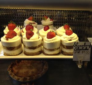 dessert case at Real Food Daily in Santa Monica