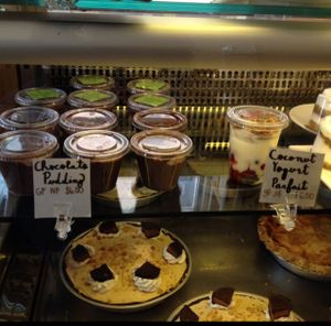 dessert case at Real Food Daily in Santa Monica