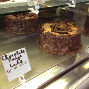 dessert case at Real Food Daily in Santa Monica