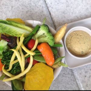veggies & hummus  at Real Food Daily in Santa Monica