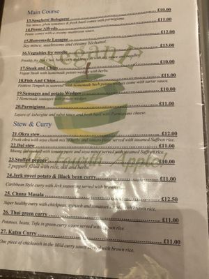 Partial menu at VeganE & Saint Vegan in South West London