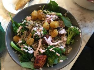 Tempeh Salad with Halloumi at VeganE & Saint Vegan in South West London