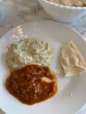 Avocado hummus and aubergine dip at VeganE & Saint Vegan in South West London