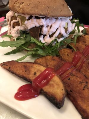 “Chickenish” burger! at VeganE & Saint Vegan in South West London