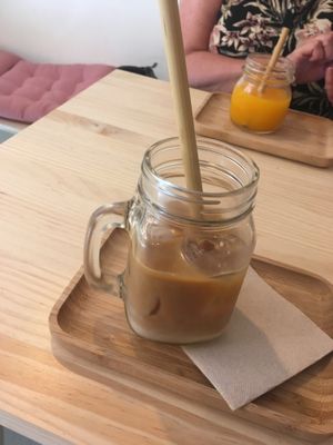 Iced latte at Mukka Coffee in Mallorca