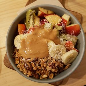 Açai bowl with peanut butter at Mukka Coffee in Mallorca