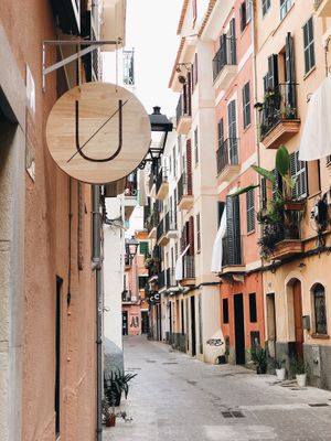 outside at Mukka Coffee in Mallorca