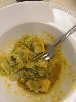 Vegan spinach ravioli- very tasty at Incomum in Sintra