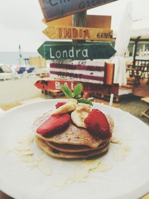 Vegan pancakes 🥞  at Holy Beach in Cogoleto