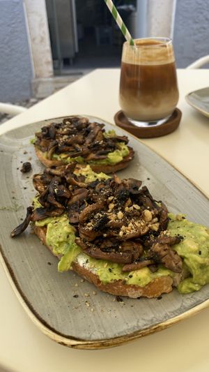 Avocado Toast with sautéed mushrooms  at Abigail's Cafe in Lagos