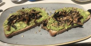 Avocado on toast with dukkah and mushrooms   at Abigail's Cafe in Lagos