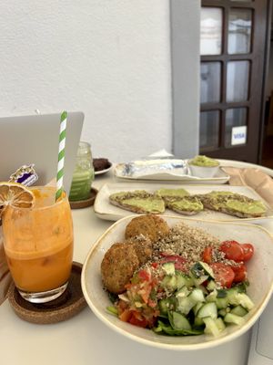 Falafel bowl, fatigue no more juice, avocado toast, burrito   at Abigail's Cafe in Lagos