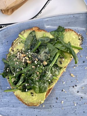 Avocado toast with spinach   at Abigail's Cafe in Lagos