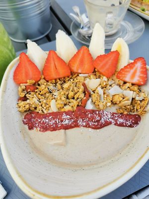 Peanut butter and banana bowl at Abigail's Cafe in Lagos