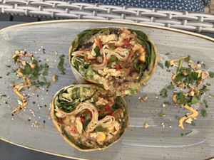 Vegan breakfast burrito at Abigail's Cafe in Lagos