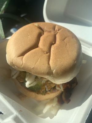 Austin BBQ burger Omnomnomnom!!! at Dirt Burger in Des Moines