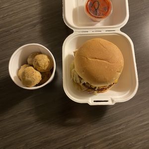 Austin BBQ Burger and dirt balls at Dirt Burger in Des Moines