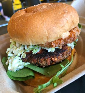 Volcano burger  at Dirt Burger in Des Moines