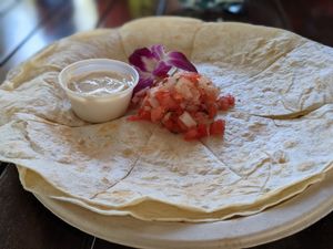 Vegan Quesadilla at Barefoot Beach Cafe in Honolulu