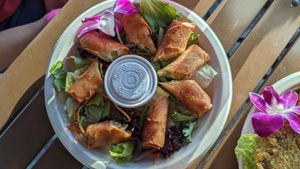 Vegan spring rolls at Barefoot Beach Cafe in Honolulu
