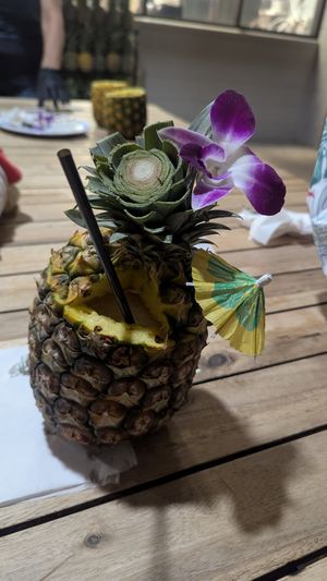 Vegan pineapple smoothie at Barefoot Beach Cafe in Honolulu