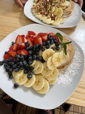 Vegan pancakes with selection of berriess  at Eco Brunch in Arequipa