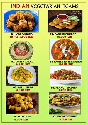 Indiana non-vegetarians menus at Nepali Restaurant in Sulaymaniyah