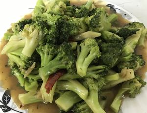 Broccoli with brown sauce  at Nepali Restaurant in Sulaymaniyah
