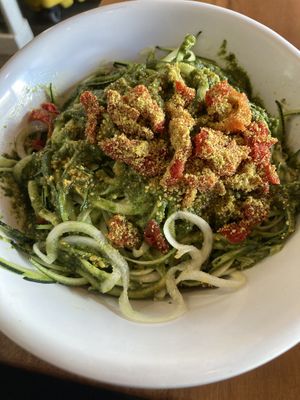 Raw Pesto (on top of raw zucchini noodles w/ sundries tomatoes) at Delicious Raw Kitchen and Juice Bar in Miami Beach