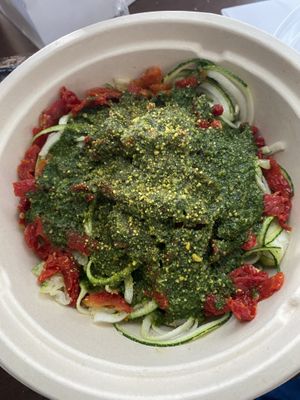 Raw pesto bowl  at Delicious Raw Kitchen and Juice Bar in Miami Beach