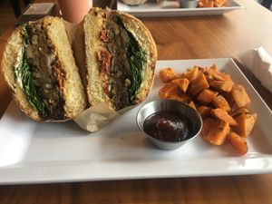 Nobl burger  at Delicious Raw Kitchen and Juice Bar in Miami Beach