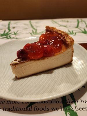 Vanilla Cheesecake with Strawberry Filling at Veggie Heaven in Denville