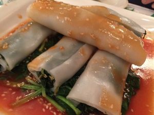 Crystal spinach rolls. These were delicious. at Veggie Heaven in Denville