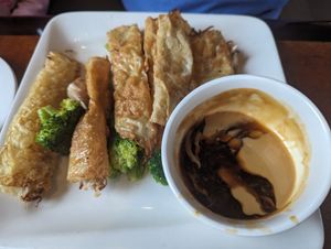 Tofu skin dish with shredded veggies and veggies ham. The sauce really brought the dish together. at Veggie Heaven in Denville