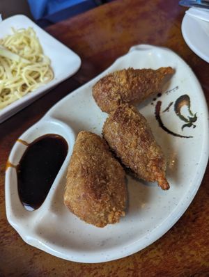 These drumsticks! They were smoked and marinated before being fried. Absolutely loved them at Veggie Heaven in Denville