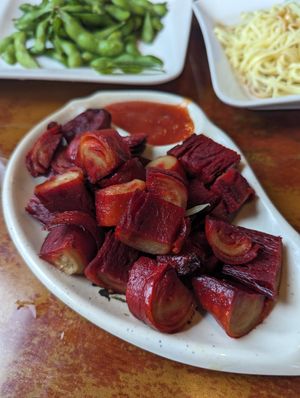 Vegan "BBQ Beef Ribs" perfectly made. Great crunch but tender. Sauce was on point at Veggie Heaven in Denville