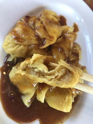 A11 湖南抄手 hunan dumpling ( steamed wontons topped with spicy peanut butter sauce)   at Veggie Heaven in Denville