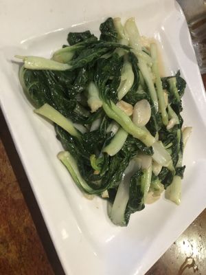 Sautéed baby bokchoy with fresh garlic and ginger   at Veggie Heaven in Denville