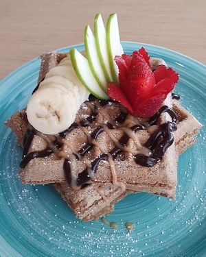 Waffles at The Pitted Date in Tulum